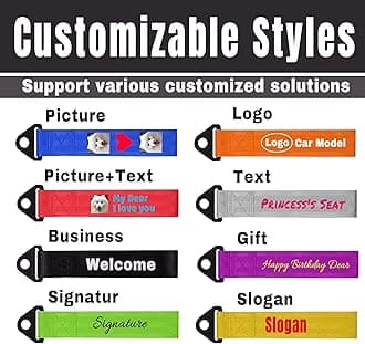 Personalized Decorative Tow Strap, Custom Nylon Pull Rope for Car Exterior Aesthetics, Auto Styling Accessory for Off-Road, Track & Performance Vehicles