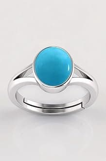 14.25 Ratti Turquoise Stone Original Certified Firoja Firoza Gemstone Adjustable Ring With Lab Certificate