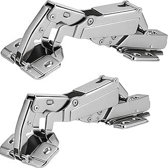 TamBee 175 Degree Hinges Frameless Cabinet Doors Hinges Concealed Hydraulic Adjustable Mounting Hinges Soft Closing Nickel-Plated Steel Buffer Dampers for Wardrobe,1 Pair (Full Overlay)
