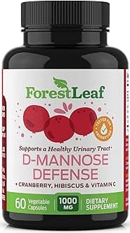 ForestLeafD Mannose 1000mg Capsules - D-Mannose with Cranberry, Hibiscus & VIT C, Urinary Tract Health for Women and Men, Organic DMannose Pills for UTI, Urinary Health & Bladder Support 60 Capsules