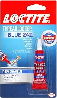 Threadlocker Blue 242 locks and seals threaded fasteners and prevent loosening from vibration, ideal for 6-19mm fasteners, great for small motors, mowers, equipment, nuts, bolts, screws, 6 ml