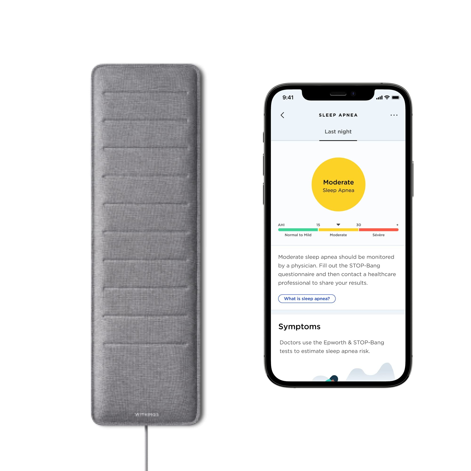 Withings Sleep Analyzer - Clinically Validated Under-Mattress Sleep Tracker, Grey
