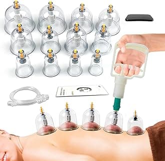 Cupping Set Massage Therapy Cups - 12 Vacuum Suction Cups with Pump Massager for Cellulite Reduction Back Neck Joint Pain Relief,Chinese Hijama Cupping Set