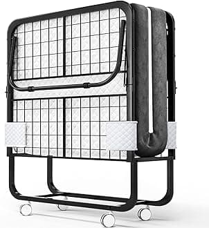 EconoHome Folding Bed with Mattress - 75x31 Cot Size Frame - Portable Rollaway Guest Bed with 5-inch Memory Foam Mattress - Space-Saving Foldable Design for Easy Storage (31 Inch)