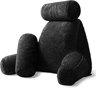 Sasttie Extra Large Reading Pillow with Head Support Cushion, Jumbo Back Support Pillow for Bed Sitting Up Back-Rest, College Dorm Essentials for Girls and Boys, Black
