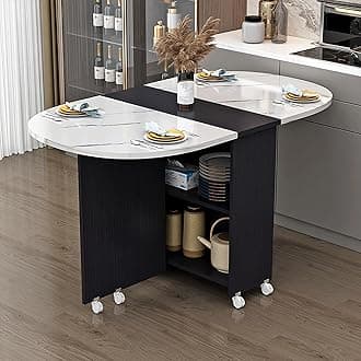 Folding Dining Table on Casters Retractable Dining Table Extendable Dining Table Seats 4-6 Movable Extendable Kitchen Table Kitchen Table Dining Table gateleg Table Space Saving (Color : I, Size : L