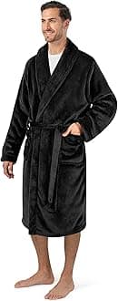 PAVILIA Mens Soft Robe Bathrobe for Men, Lightweight Fleece Male Robe Long Bath Shower Spa