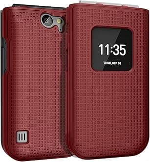 Nakedcellphone Case for Nokia 2720 V Flip Phone [Red] Protective Snap-On Hard Shell Cover [Grid Texture] for Verizon TA-1295, 2720V