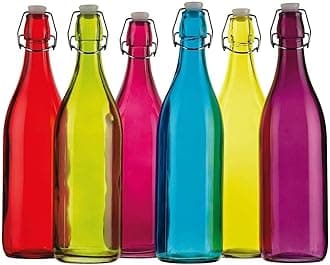 Polypropylene Glass Color Water Bottle with Cork (Set of 4, 1000 ml, Multicolour)