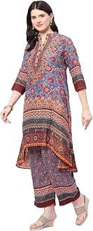 BIBAWomen's Polyester Salwar Suite Set (SKDARBNA9051AW23BLU_Blue, Blue, XL