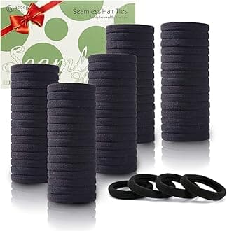 Bessrung 100PCS Black Hair Ties for Women Girls, Seamless Thick Black Hair Band, Elastic Hair Ties No Damage Ponytail Holder for Everyday Use