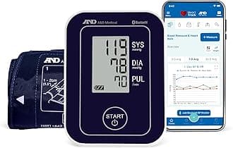 A&D Medical Bluetooth Blood Pressure Monitor for Home Use, UA-651BLE – Upper Arm Precise BP Machine – Wide Range Cuff (8.6” / 22-42cm), App is iOS & Android Compatible, AA Batteries