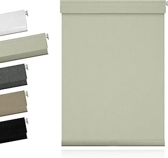 No Drill No Tools Blackout Roller Shades for Windows, Cordless Blinds with Linen Fabric-Matched, Custom Roller Blinds for Home Office Door, Beige, 50.5" W x 72" H