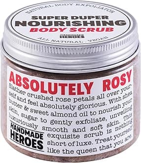 Rose Petal Scrub Foot & Body Exfoliator Infused with Vitamin E and Rose Natural Exfoliating Sugar Body Scrub for Toning Cellulite Skin Care by Handmade Heroes Body Skincare Stocking Stuffers