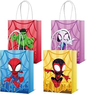 Spidey Party Supplies, 12Pcs Party Gift Goodie Bags for Spidey Birthday Decorations