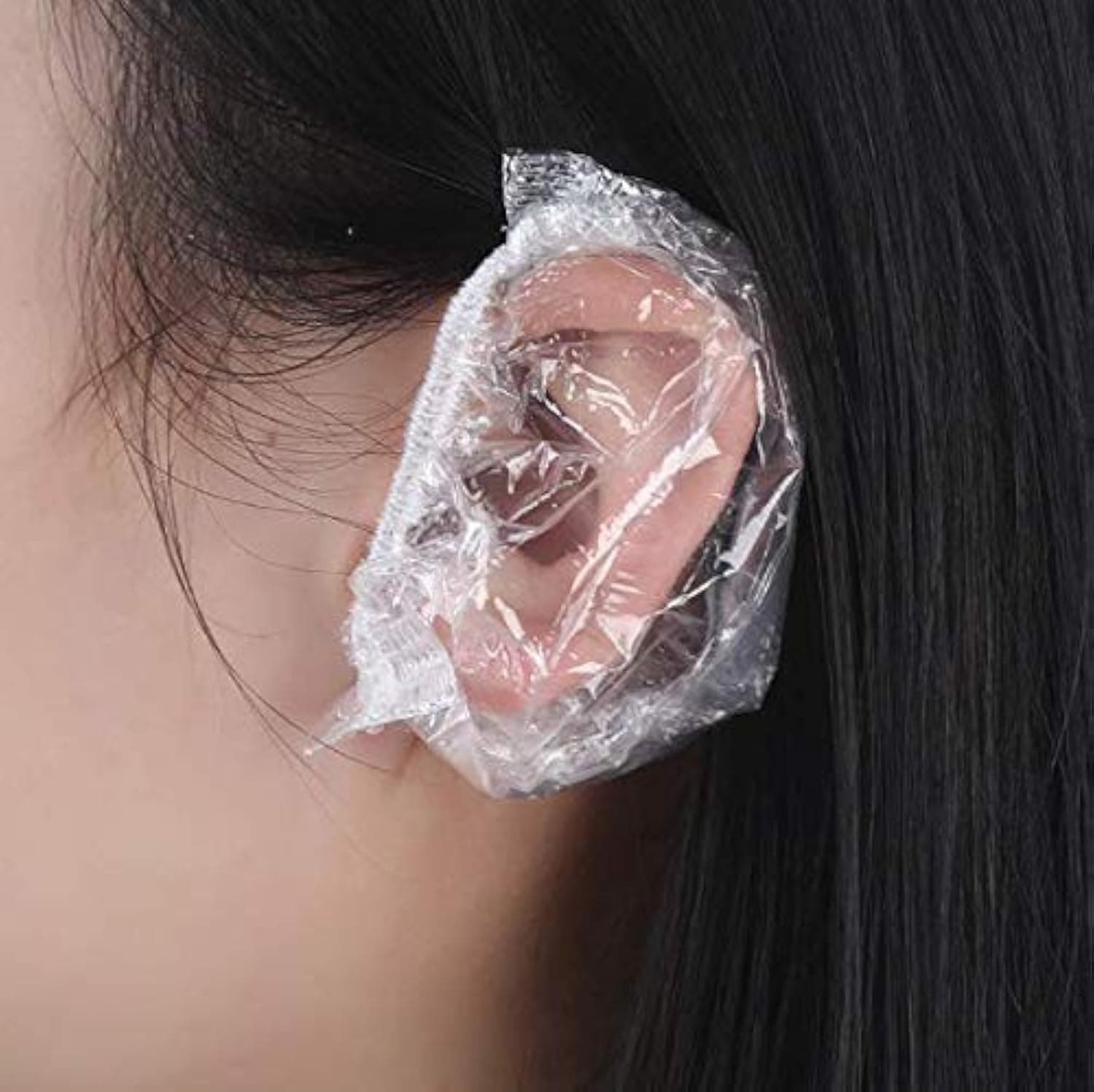 100PCS Ear Protector Caps Disposable Elastic Clear Shower Water Ear Covers Large For Hair Dye, Shower, Bathing Ear Cover Caps,Spa Home Use Hotel and Hair Salon