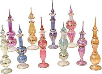 Egyptian perfume bottles, Perfume making kit, Decorative perfume bottles, Set of 20 Decorative Vials, Each 4" High (12cm), Assorted Colors
