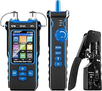 NOYAFA NF-8508 Network Cable Tester Kit with RJ45 Crimp Tool, Ethernet Cable Tester with Optical Power Meter, RJ45 Network Tester with Crimper Stripper Cutter for Cat5 Cat6 Cat7 8P8C