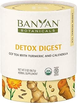 Organic Detox Digest CCF Tea, 2 oz - Herbal Loose Leaf Tea with Turmeric & Ginger for Digestion & Cleansing - Non-GMO, Sustainably Sourced, Caffeine Free