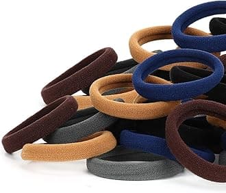 50PCS Hair Ties for Women, Cotton Seamless Hair Bands, Elastic Ponytail Holders, No Damage for Thick Hair, 2 Inch in Diameter, 6 Colors by Nspring
