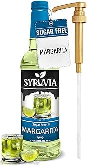 Syruvia Sugar Free Margarita Syrup, Flavored Syrup for Cocktails, Drinks, Lemonades, Iced Teas, and Desserts – 25.4 fl oz, With Pump