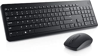 Wireless Keyboard and Mouse - KM3322W, Wireless - 2.4GHz, Optical LED Sensor, Mechanical Scroll, Anti-Fade Plunger Keys, 6 Multimedia Keys, Tilt Leg - Black