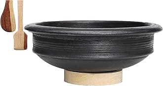 Craftsman India Online Deep Burned Clay Pot/Earthen/Mud/Mitti Handi for Cooking and Serving 4 Liter