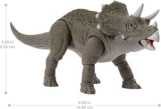 Jurassic World Hammond Collection Dinosaur Action Figure Toy, Juvenile Triceratops Premium Movie Design with Glass Eyes & 14 Points Articulation, JDJ07, [Mehrfarbig]