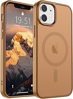 SUPFINE Magnetic for iPhone 12 Mini Case & iPhone 13 Mini Case (Compatible with MagSafe) (Military Grade Drop Protection) Slim Translucent Matte Shockproof Phone Cover,Brown