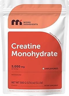 Creatine Monohydrate Powder 500 Grams (1.1 LBS), 5000mg Per Serv, Micronized Creatine Powder, Unflavored, Pure, No Filler, Keto & Vegan, Easy Dissolve Pre Workout Creatine for Women and Men