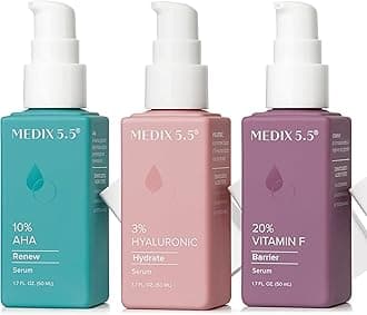 MEDIX Anti Aging Body & Face Serum 3PC Bundle | 10% AHA Exfoliating Serum + 3% Hyaluronic Acid Hydrating Serum + 20% Vitamin F Body Oil Enhancing Daily Skin Care Routine