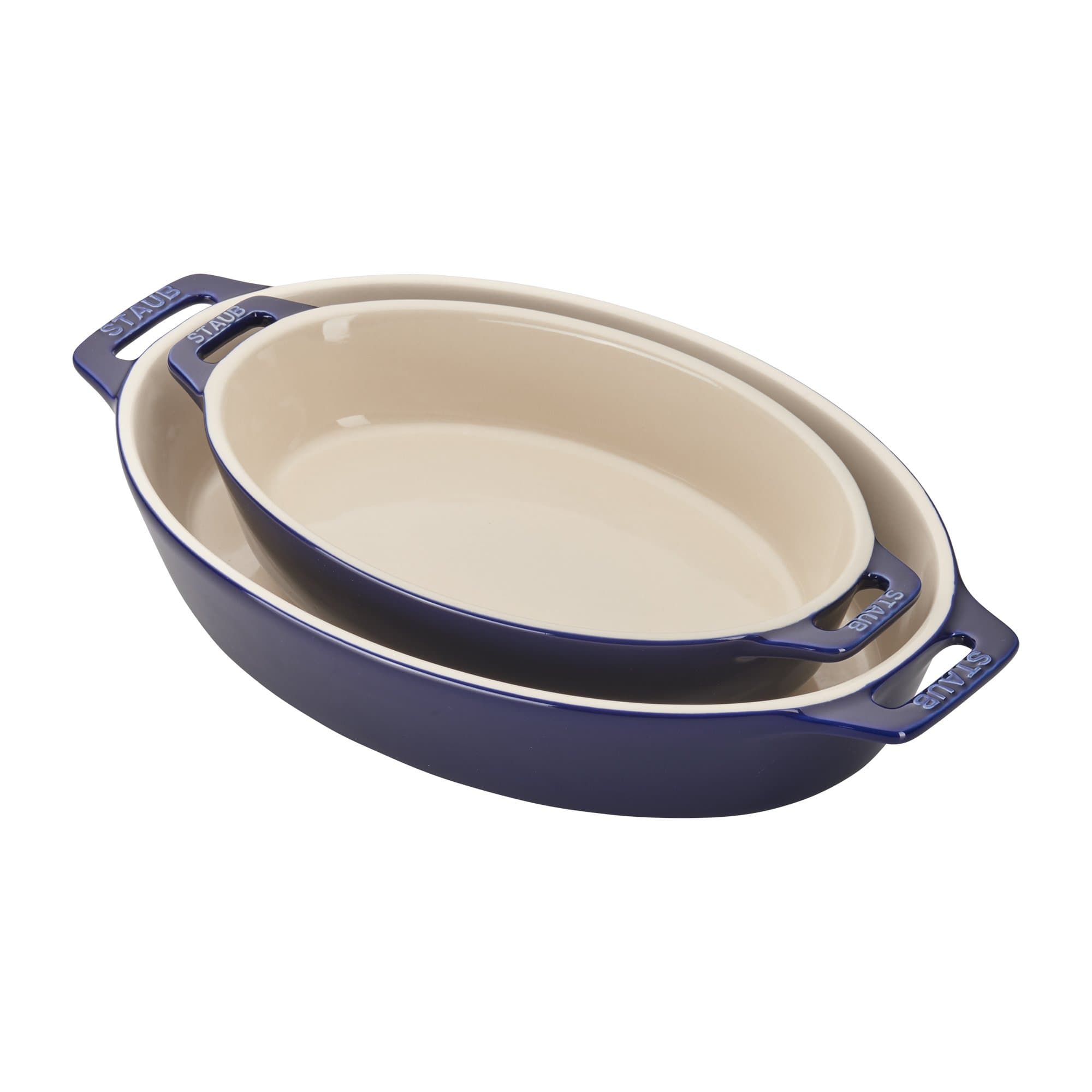 Ceramic Oval Baking Dish Set, 2-piece, Dark Blue