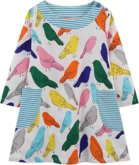 - HILEELANG Toddler Girl Christmas Dress Long Sleeve Fall Winter Cotton Casual BasicTunic Shirt Dresses