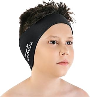 AqtivAqua Swimming Headband Swim Ear Band Protection Cover Swim Headband for Kids Adults Men Women Toddlers Ear Plugs in (Color: Black, Size: Medium)