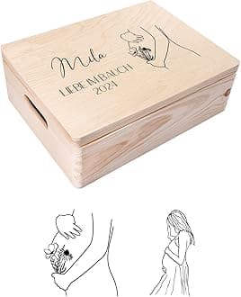 Personalized Wooden Storage Box Mum to Be Box | 15.8x7.87x5.51in (+-0.5) | Hinged Lid Handle Engraving | Unpainted Gift Box | Rough UNSANDED Keepsake Memory Souvenir Chest
