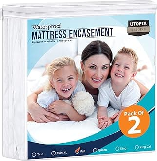 Utopia BeddingZippered Mattress Encasement Full - 100% Waterproof and Bed Bug Proof Mattress Protector - Absorbent, Six-Sided Mattress Cover (Pack of 2)