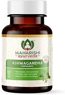 Maharishi Ayurveda Organic Ashwagandha | 100% Organic| General Wellness Tablets| Rejuvenates Mind & Body | Made with Pure Herbs | 60 Tablets