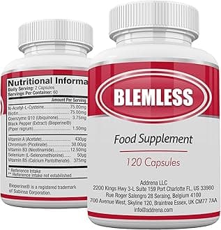 Blemless 60 Day - Clear Skin Supplement Pills Designed to Reduce Oily Breakouts from Spots & Blemishes with Vitamins A, B5, NAC, & Selenium for Women, Men, Teens, & Adults | 120 Natural Capsules