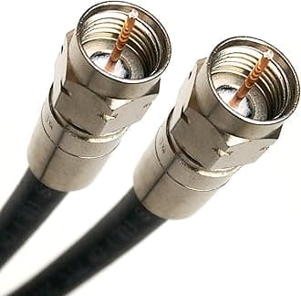 PHAT SATELLITE RG6 Coaxial Cable 2ft (Black) - Made in USA - UL ETL cm CATV Fire Retardant Broadband Internet Audio Video Cable with Compression F-Connectors
