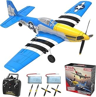 LEAMBE RC Plane 4 Channel Remote Control Airplane with 3 Modes - Ready to Fly Upgrade Mustang RC Airplane for Beginners Adult with Xpilot Stabilization System & One Key Aerobatic