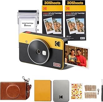 Mini Shot 2 Retro 4PASS 2-in-1 Instant Camera and Photo Printer (2.1x3.4 inches) + 68 Sheets Gift Bundle, Yellow