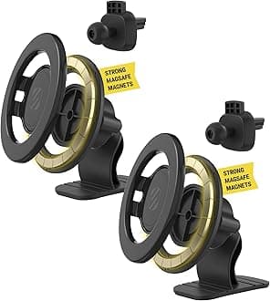Scosche MagicMount SMSDV MagSafe Dashboard/Vent Car Mount, Magnetic Cell Phone Holder, Phone Stand for Dash/Vent Compatible with iPhone 16/15/14/13/12/Pro/Max/Plus/Mini/MagSafe Case, Pack of 2