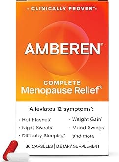 Amberen Menopause Supplement for Women, 60 Capsules, Clinically Proven, Helps Support Hormone Balance, Helps Relieve 12 Menopause Symptoms: Hot Flashes, Night Sweats, Mood Swings and More