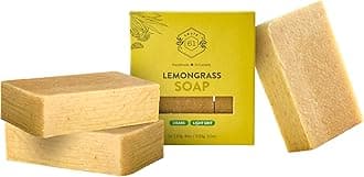 Crate 61, Handmade Vegan Natural Bar Soap Cold Pressed For Face And Body, With Premium Essential Oils, Eucalyptus & Peppermint For Men And Women 3 Pack (Lemongrass)