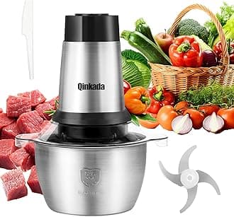Meat Grinder, 500W Powerful Food Processors, 8Cup Stainless Steel Bowl, 3 Speed Modes 4 Bi-Level Blades for Onion, Meat, Nuts, Fruit, Garlic, Vegetable, Baby Food