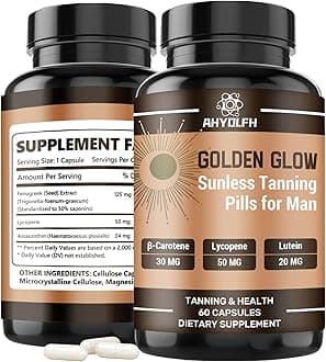 Tanning Pills for Men and Women, Self Tan Daily 𝐒𝐮𝐩𝐩𝐥𝐞𝐦𝐞𝐧𝐭 that Work Without Sun, Healthy Tan Golden Glow, 60 𝐂𝐚𝐩𝐬𝐮𝐥𝐞𝐬 (1)