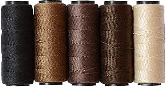 5 Rolls Sewing Thread for Hair Weave Bundles, Hair Extensions, Sewing Hair Weft, Making Wig DIY Weaving Thread (Black,Brown,Dark Brown,Beige,Khaki)