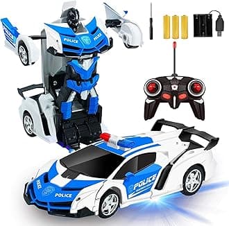 AMENON Remote Control Car - Transform Robot Toys for Boys Teens, Rechargeable RC Car with Lights, 2.4Ghz RC Car 1:18 Rechargeable 360° Rotating Race Transform Car Birthday Gifts Party Favors for Kids