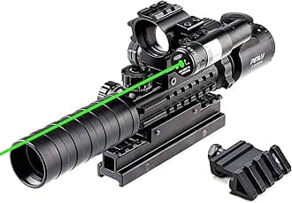 PINTY Tactical Rifle Scope Combo: 3-9x32 3-9x40 4-12x50 4-16x50 Illuminated Optics, Red Dot Sight, Laser, RGB Rangefinder Riflescope for 20mm Picatinny Rail