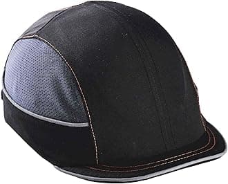 Safety Bump Cap, Baseball Hat Style, Comfortable Head Protection, Micro Brim, Skullerz 8950,Black